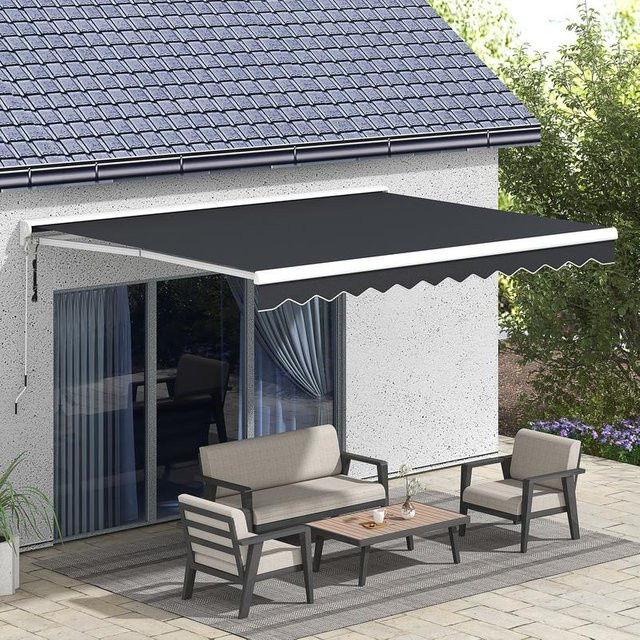 Halbautomatisches Vordach mit Aluminiumrahmen und Fernbedienung, grau, B/T: 400 x 300 cm - Bild 1