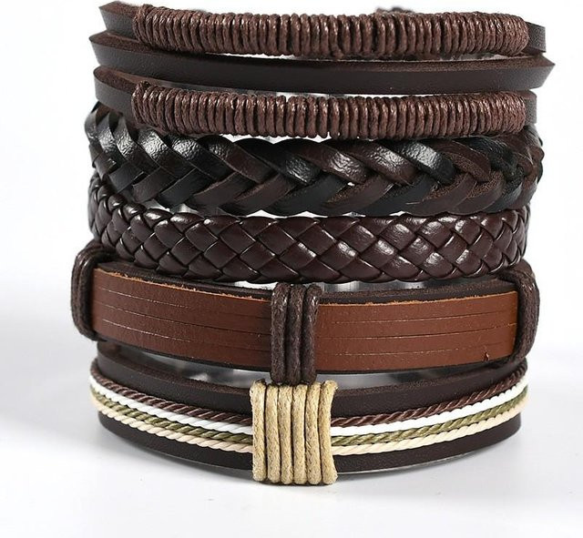 yuyongzhi Herrenarmband, Holzperlen, kaffeebraun, 5 Stück/Set - Bild 1