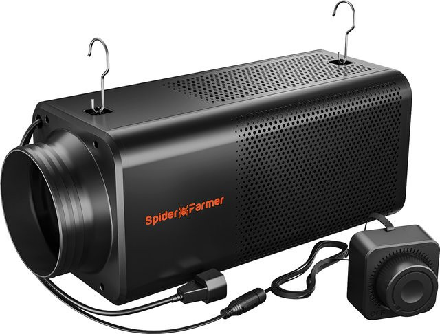 Spider Farmer 2-in-1 Belüftungssystem: 6 Zoll Inline-Lüfter mit integriertem Aktivkohlefilter in Schwarz für die Geruchskontrolle in Growzelten - Bild 1