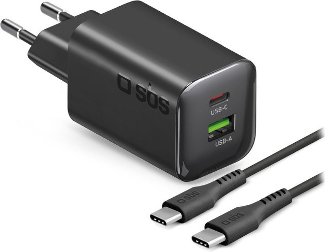 65W GaN Wandladegerät mit USB-C und USB-A Anschlüssen inklusive 1,5m USB-C Kabel in Schwarz - Bild 1