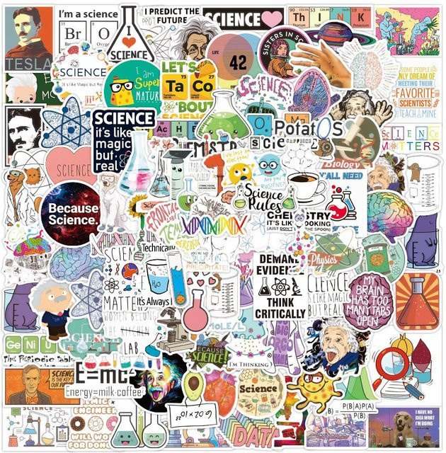Binchi Cartoon Wissenschaft Chemie Biologie Labor Wasserdichte Aufkleber in Multicolour für Laptop Skateboard und Telefon - Bild 1