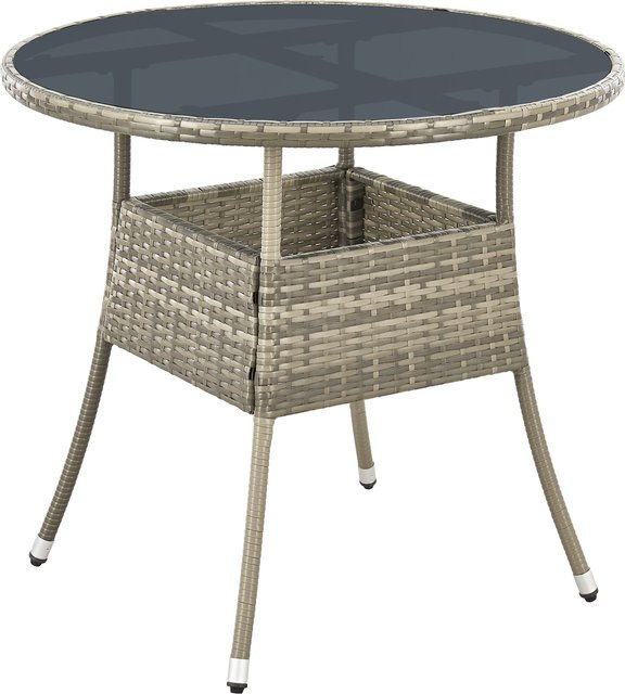 Juskys Polyrattan Gartentisch Yoro rund, Grau, Durchmesser: 80 cm - Bild 1