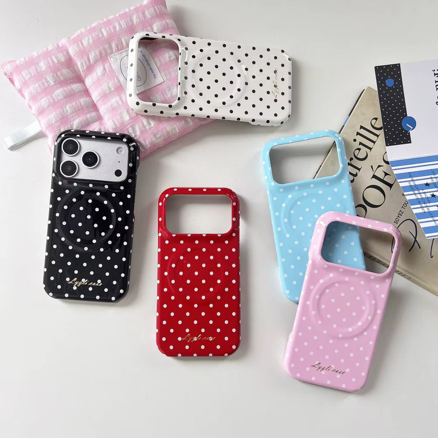 Loobival MagSafe Polka Dot Schutzhülle für iPhone 17 16 Pro Max 15 14 in Blue, Ultra Slim und Stoßfest mit magnetischer kabelloser Ladefunktion - Bild 4