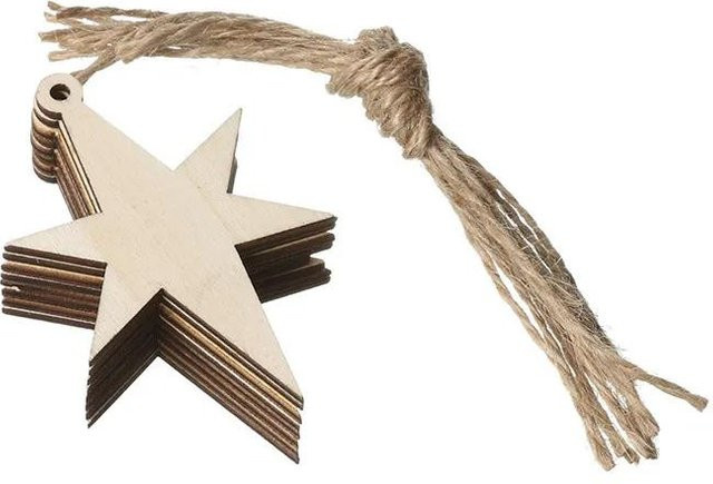 10 Stück Weihnachtsschmuck aus Holz, runde Holzscheiben als Anhänger für DIY-Bastelarbeiten und Weihnachtsbaum-Dekoration, braun, unbehandelt - Bild 1