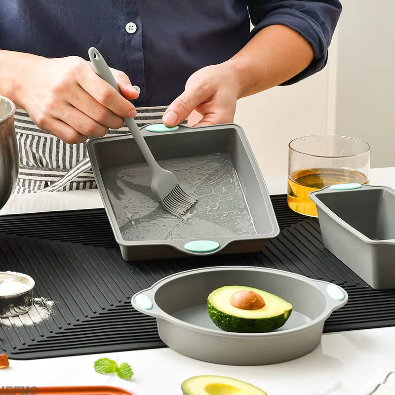 IEFMO Silikon-Kuchenform-Set Grau, Antihaftbeschichtete Rechteckige Brotform aus Silikon für die Küche - Bild 3