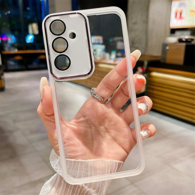 Transparente Silikonhülle mit Glaslinsen-Filmschutz für Samsung Galaxy Modelle A55 A35 A56 A16 A06 A54 A34 A25 A24 A23 A53 A52 A14 A12 M33 M55 M15 M34 und S20FE - Bild 1