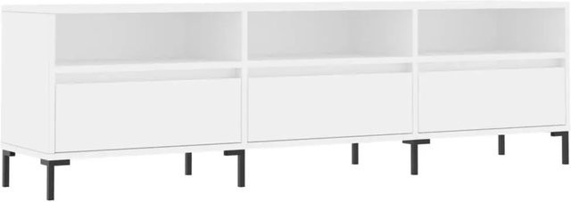 vidaXL TV-Schrank Weiß aus Holzwerkstoff und Eisen, B/T/H: 150 x 30 x 44,5 cm - Bild 1