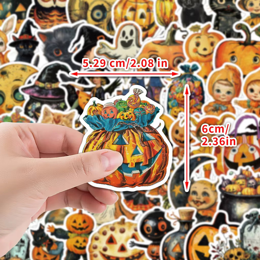50 Stück Halloween-Graffiti-Aufkleber im nordischen Stil, wasserfeste Dekoration für Wasserbecher, Telefon und Skateboard, Mehrfarbig - Bild 4