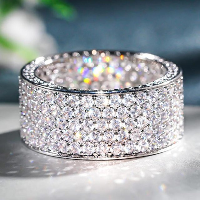 Ring, Messing, Zirkonia, Silber, Damen - Bild 1