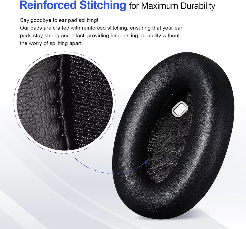 Premium Ersatz-Ohrpolster für Sony WH-1000XM4 Over-Ear Kopfhörer aus weichem Memory-Schaum und Leder in Schwarz - Bild 2