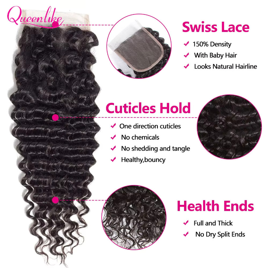 Queenlike Echthaar Extensions, tiefe Wellen, 55,9 cm, Damen - Bild 2