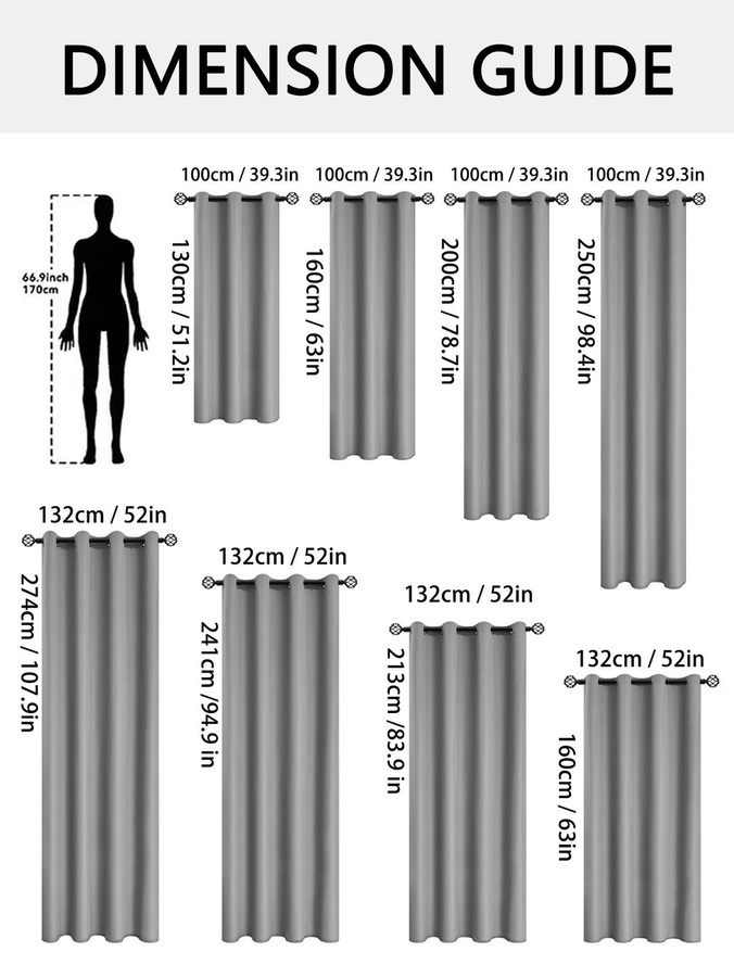 Yiran Furniture Verdunkelungsvorhang aus Polyester mit Ösen, Himmelblau, Breite: 100 cm, Höhe: 130 cm - Bild 1