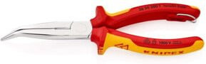Knipex Flachrundzange Storchschnabelzange mit Schneide und Befestigungsöse, verchromt, Länge: 200 mm - Bild 1