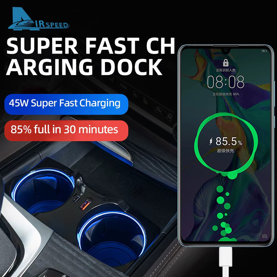 AIRSPEED USB-C Schnellladegerät mit Zigarettenanzünder-Adapter für BMW 3 4 5 6 Serie GT G30 G20 X3 X4 G01 G02 in Schwarz - Bild 5