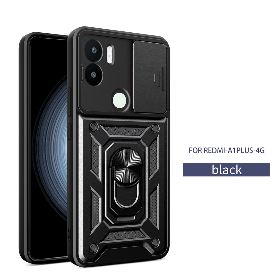 Magnetische Panzer-Handyhülle mit Ringhalter und Kameraschutz für Xiaomi Redmi A2+ Redmi A1 Plus A2 A1+ in Schwarz und Gold - Bild 2