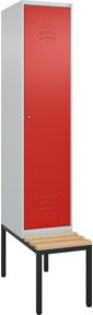 C+P Spind Classic PLUS Garderobenschrank mit integrierter Sitzbank, 1 Abteil, Zylinderschloss, 4 Garderobenhaken, B/T/H: 212,0 x 40,0 x 81,5 cm - Bild 1