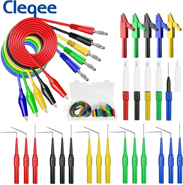 Cleqee P1920B 30-teiliges Multimeter-Messleitungen-Set mit 4-mm-Bananensteckern, Krokodilklemmen und Drahtpiercing-Sonden für Kfz-Werkzeuge - Bild 1