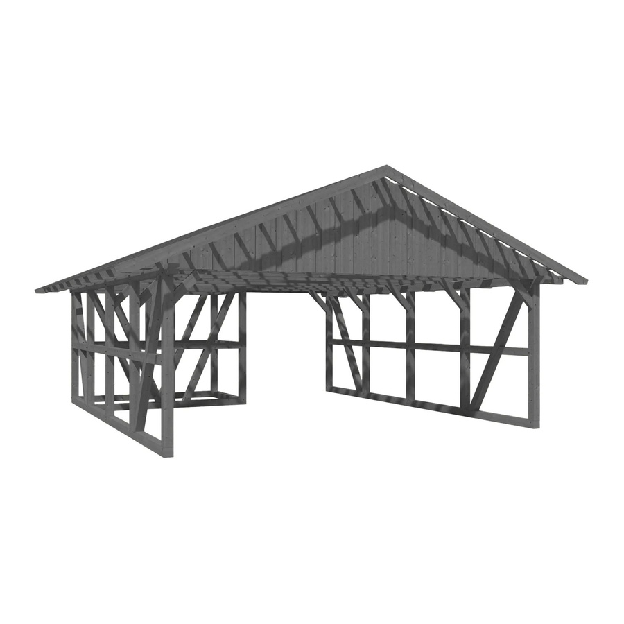 Skan Holz Carport Schwarzwald aus Fichtenholz mit Satteldach, Dachlattung und Abstellraum in Grau, B: 684 cm, T: 772 cm - Bild 2
