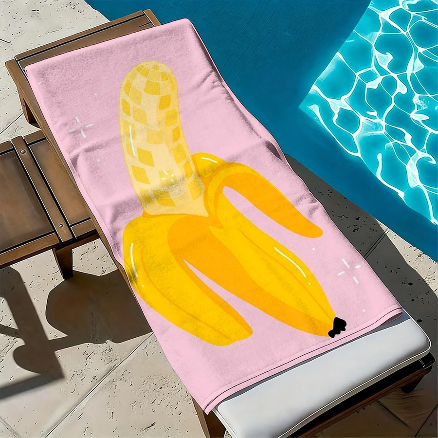 Bananengelbes kariertes Strandtuch aus Polyester-Mikrofaser von Shanika Chen, Breite: 40 cm, Höhe: 60 cm - Bild 2