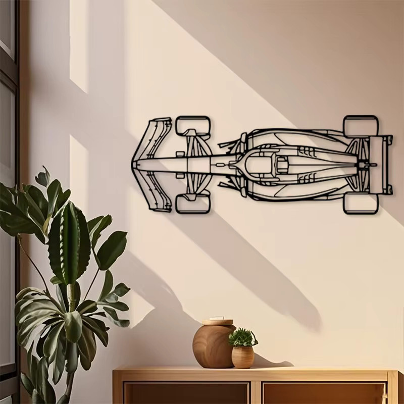 Brand Racing Metall-Wandkunst CIFBUY in Schwarz, minimalistisches Chassis-Frontflügel-Dekor im Retro-Stil für dein Büro oder deine Männerhöhle, Breite: 30 cm, Höhe: 30 cm - Bild 3
