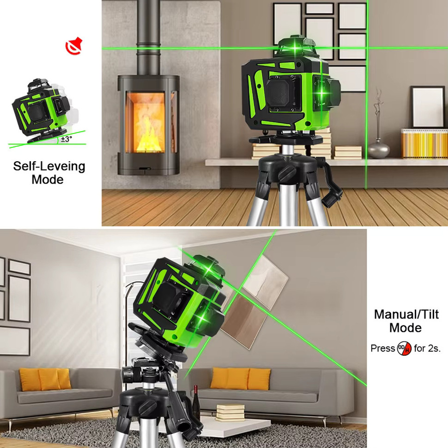 Clubiona Laser-Nivelliergerät mit 16 grünen Linien, selbstnivellierend, 360 Grad, horizontal und vertikal - Bild 5