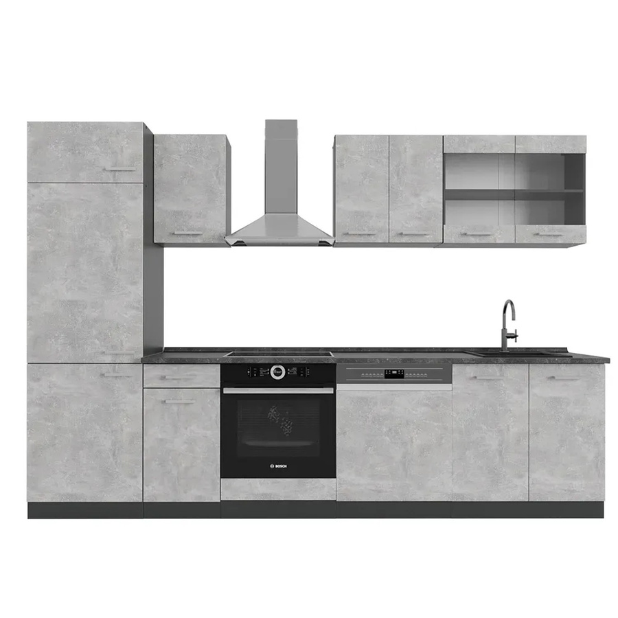 Vicco R-Line Küchenzeile modern in Beton-Optik und Anthrazit, Breite: 300 cm, Höhe: 207 cm, Tiefe: 60 cm - Bild 2