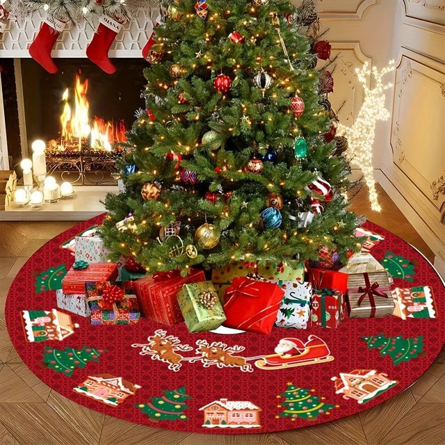 VIKAMA Weihnachtsbaumkleid in Rot aus Textil mit geometrischem Muster für deine moderne Weihnachtsdekoration - Bild 1