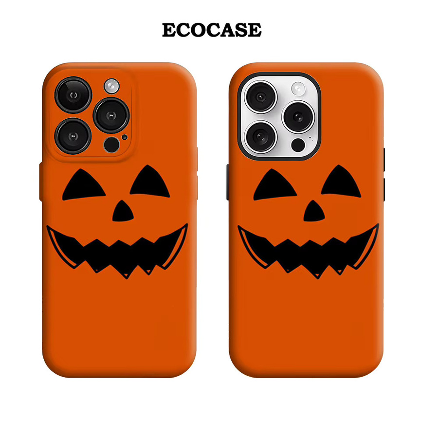 Halloween Pumpkin Grin Handyhülle für iPhone 17 16 15 14 13 12 11 Pro Max Plus mit doppelschichtiger Rückseite in Orange - Bild 2