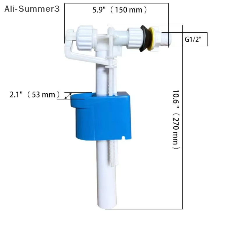 WC Einlassventil für Spülkasten mit G3/8 und G1/2 Zoll Anschluss, weißes Füllventil für Hochdruck-Seiteneinlass - Bild 3