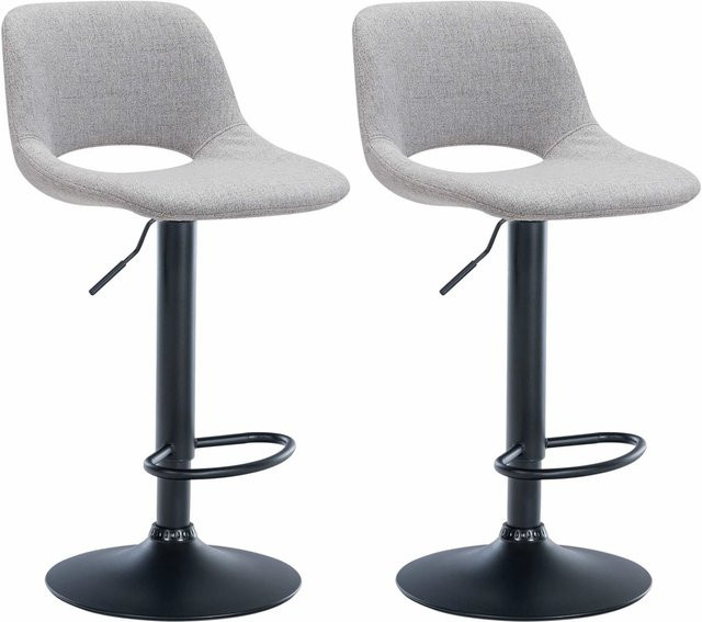 DELUKE Barhocker JAKSON 2er Set, Barstühle mit Lehne in Hellgrau und Schwarz, Stoff und Metall, drehbar 360 Grad, Höhe: 86 cm, Breite: 46 cm, Tiefe: 42 cm - Bild 1