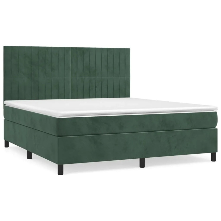 vidaXL Boxspringbett mit Matratze Dunkelgrün Samt B/T: 160 x 200 cm - Bild 2