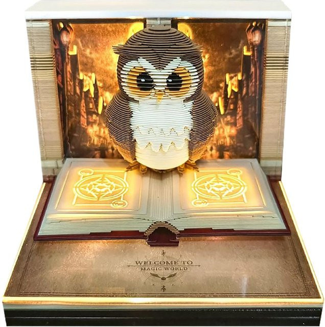 3D Papierskulptur-Kalender 2026 als Kunstvoller Notizblock in Gelb - Bild 1