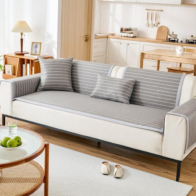 Rutschfeste Rattan Sitzmatte mit Streifenmuster für dein Sofa, Super Six, B/B: 60 x 60 cm - Bild 1