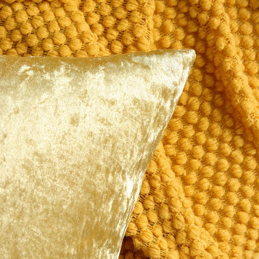 Luxuriöser Samt Kissenbezug von inyahome in Binghua Gold für Sofa und Bett, nur Bezug - Bild 2
