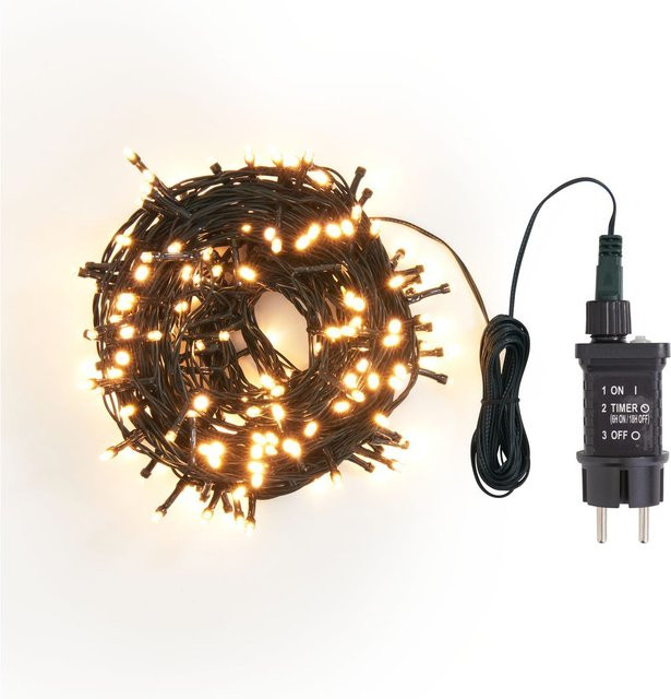 Outdoor Mini-LED-Lichterkette mit 180 LEDs in Grün und Warmweiß mit Timer für Außenbereich, Terrasse und Weihnachtsdekoration - Bild 1