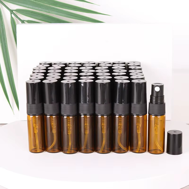 Braune Glas-Parfümflasche für Kölnischwasser und ätherische Öle, 50 Stück, 3 ml - Bild 2