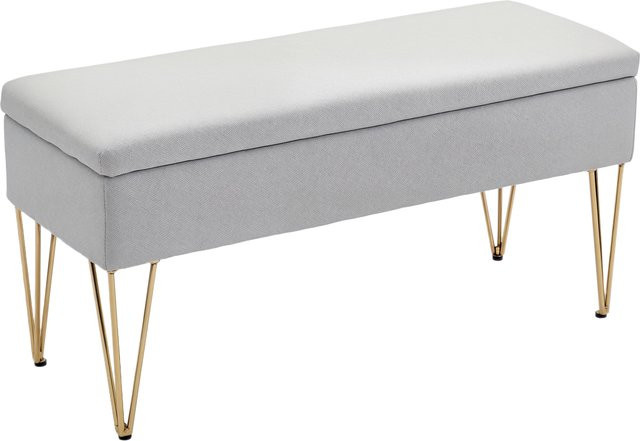 Aosom Bettbank mit Stauraum aus Stoff in Hellgrau mit Stahlbeinen, B/T/H: 100 x 40 x 49 cm - Bild 1