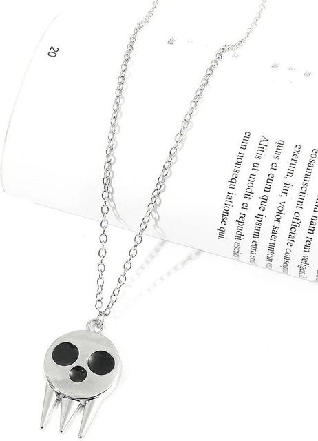 Halskette Soul Eater Death the Kid, Totenkopf, Messing, Weiß, Unisex - Bild 1
