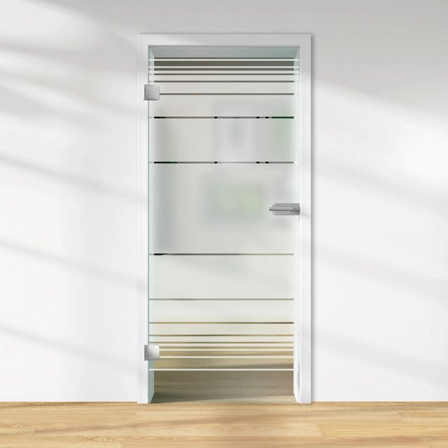 Skyscope Glasdrehtür ESG Floatglas Dekor Siebdruck Weiß DIN Links H x B x T: 197,2 x 83,4 x 0,8 cm - Bild 1