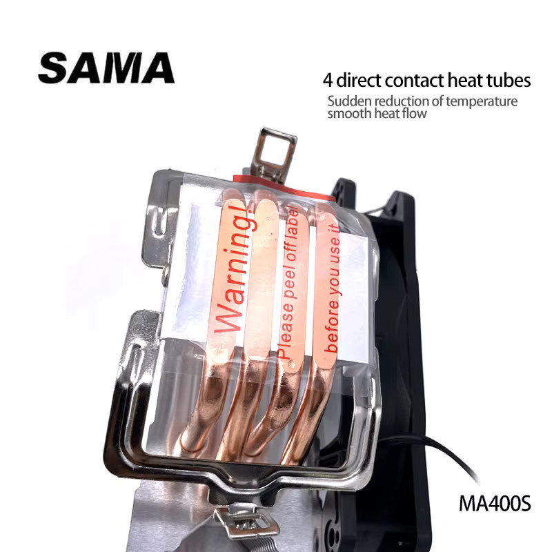 SAMA MA-400S CPU-Luftkühler mit 4 Heatpipes, 3-Pin PWM und ARGB, Multicolor, kompatibel mit Intel LGA 115X 1366 1200 1700 und AMD AM3 AM4 AM5 FM2 FM1 - Bild 3