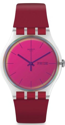 Swatch Armbanduhr, Quarz, Kunststoffgehäuse, 47,4 mm, Silikonarmband, Unisex, Rosa - Bild 1