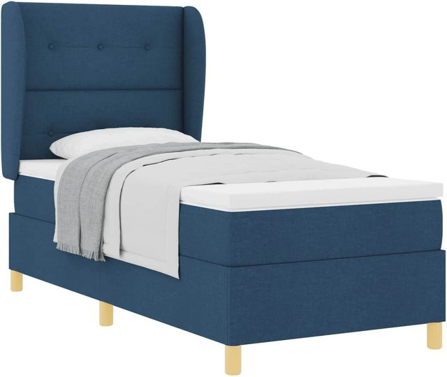 vidaXL Boxspringbett mit Matratze in Blau aus Stoff, B/T: 90 x 190 cm - Bild 1