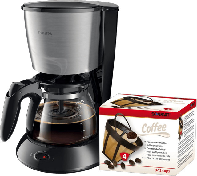 Philips Daily Kaffeemaschine HD7462/20 Silber mit Glaskanne und Scanpart Dauerfilter - Bild 1