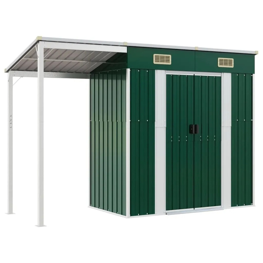 vidaXL Gartenhaus mit Schleppdach aus Stahl in Grün, B/T/H: 277 x 110,5 x 181 cm - Bild 2