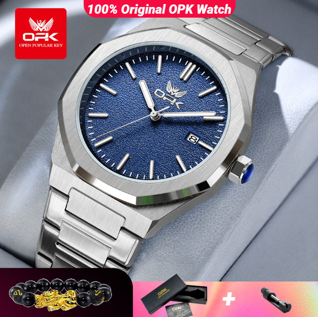 OLEVS Armbanduhr, Quarz, Edelstahl, Blau, Herren - Bild 1