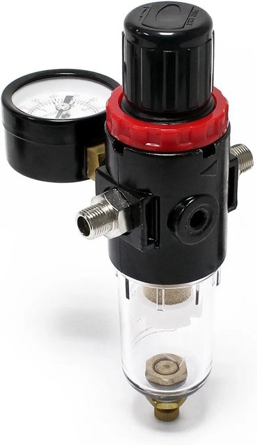 Wiltec Luftfilter Druckregler und Wasserabscheider für Airbrushkompressoren in Schwarz - Bild 1