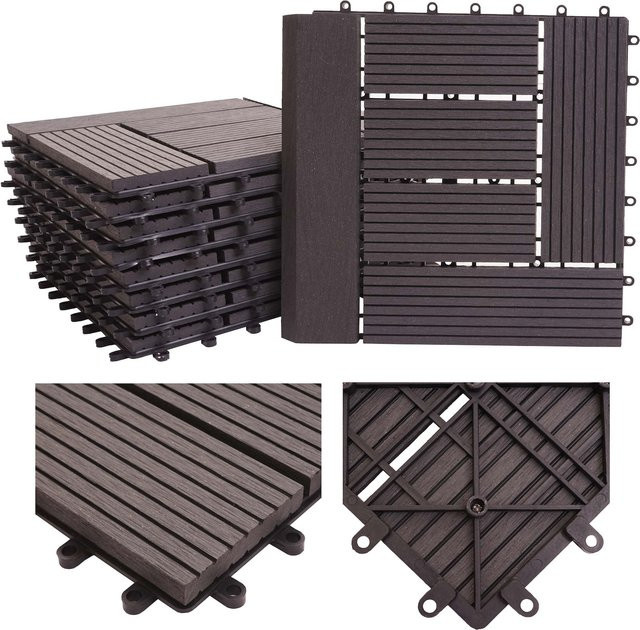 MCW WPC Bodenfliese Sarthe mit Abschluss in Anthrazit für Balkon und Terrasse, 1qm Set, B/T: 30 x 30 cm - Bild 3