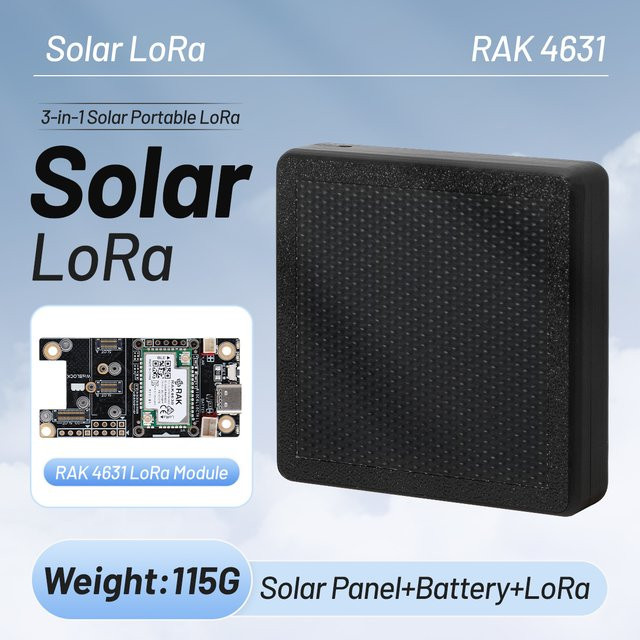 RAK ST1 Solar Node Repeater RAK4631 LoRa Mesh Entwicklungsboard mit 3000mAh Akku, Schwarz - Bild 1