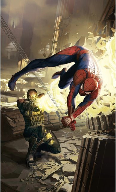 Komar Vlies Fototapete Marvel Spider-Man Dodge Mehrfarbig - Bild 1