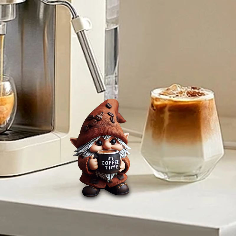 Handgefertigte Zwergen-Figuren aus Kunstharz mit Kaffeethema in Mehrfarbig zur Dekoration für dein Esszimmer oder deine Küchentheke - Bild 2